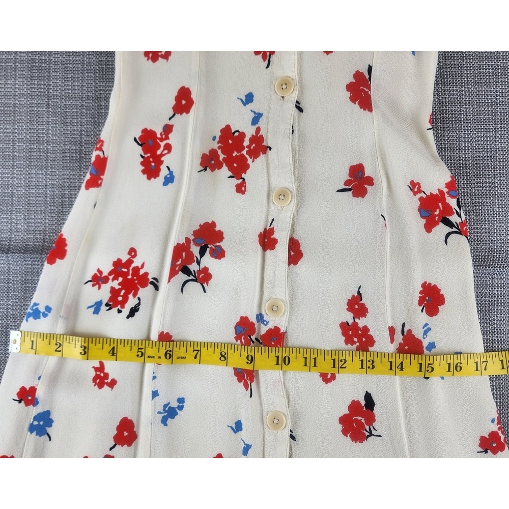 Reformation Sheila Floral Midi Dress 0 Ivory Red Blue Button Front Cottagecore - Picture 10 of 16